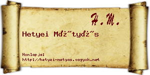 Hetyei Mátyás névjegykártya