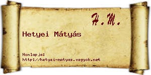 Hetyei Mátyás névjegykártya